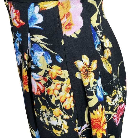 Oxiuli Women’s Dress Size S Fashion Fitted Waist Knit Black Floral - Picture 12 of 16